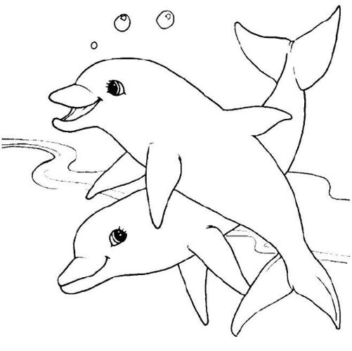 Mẫu tranh tô màu hình 2 chú cá dành cho bé từ 2 đến 5 tuổi