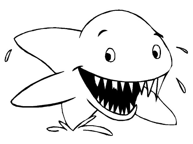 Mẫu tranh tô màu cho bé hình con cá mập hung tợn dành cho bé từ 2 đến 5 tuổi