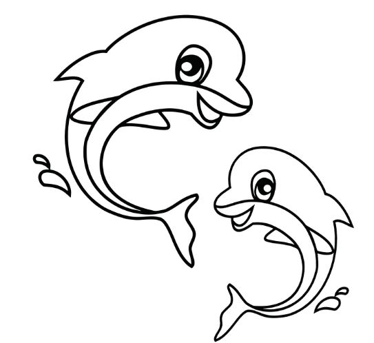 Mẫu tranh tô màu dành cho bé về tình bạn của 2 chú cá