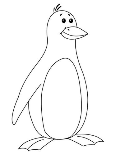 Mẫu tranh tô màu hình chú chim cánh cụt dành cho bé