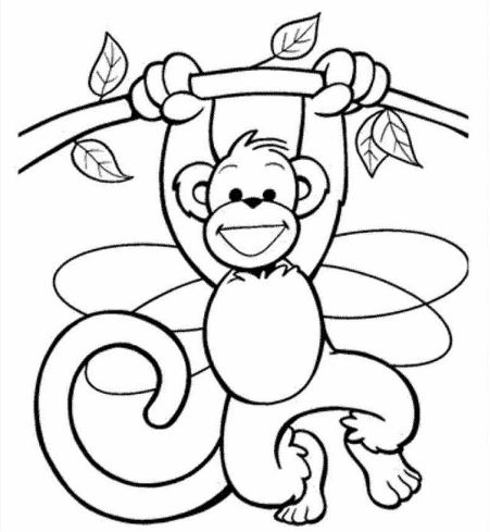 Mẫu tranh tô màu hình con khỉ dành cho bé