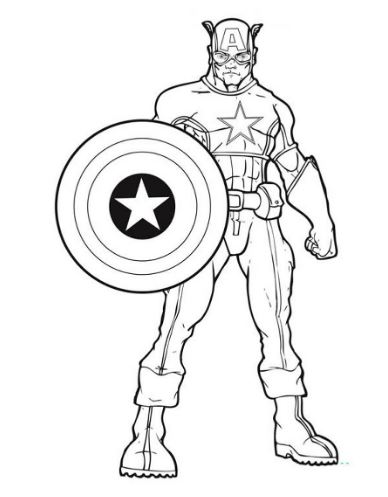 Mẫu tranh tô màu siêu anh hùng Captain America dành cho bé