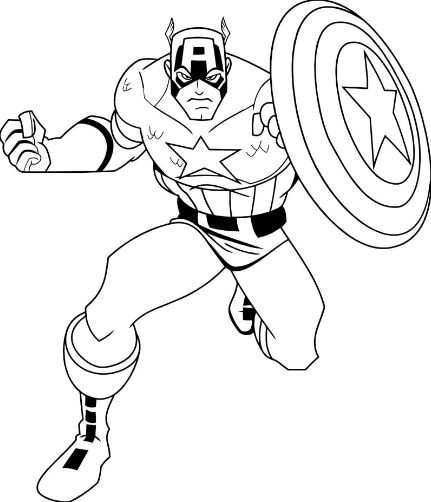 Mẫu tranh tô màu siêu anh hùng Captain America dành cho bé