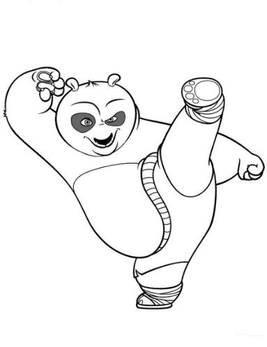 Mẫu tranh tô màu hình chú gấu Panda dành cho bé