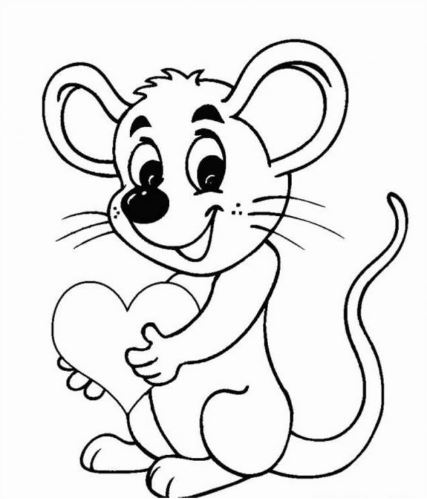 Mẫu tranh tô màu hình chú chuột dễ thương dành cho bé