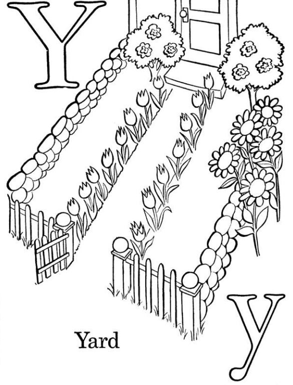 Mẫu tranh tô màu hình chữ Y dành cho bé tập tô 