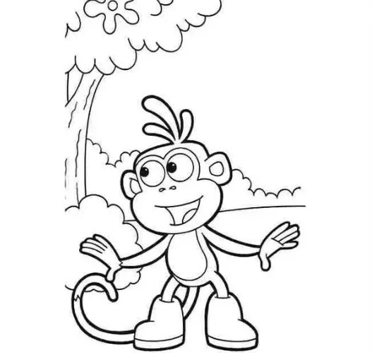 Mẫu tranh tô màu cho bé hình con khỉ ngây ngô 