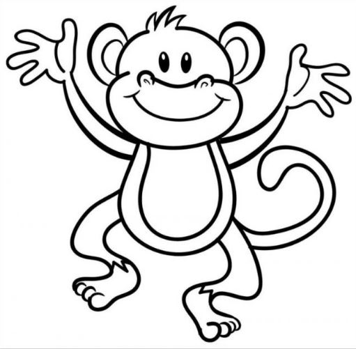 Mẫu tranh tô màu cho bé hình chú khỉ ngộ nghĩnh