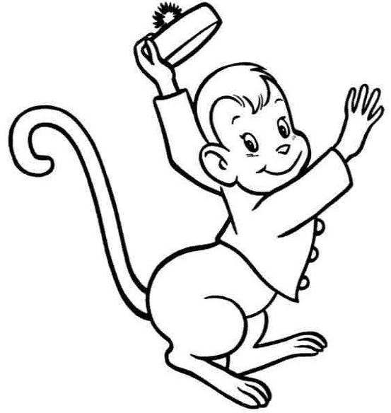 Mẫu tranh tô màu hình chú khỉ đang biểu diễn dành cho bé