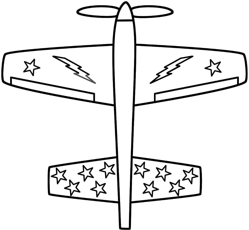 Mẫu tranh tô màu dành cho bé hình chiếc máy bay với nhiều ngôi sao