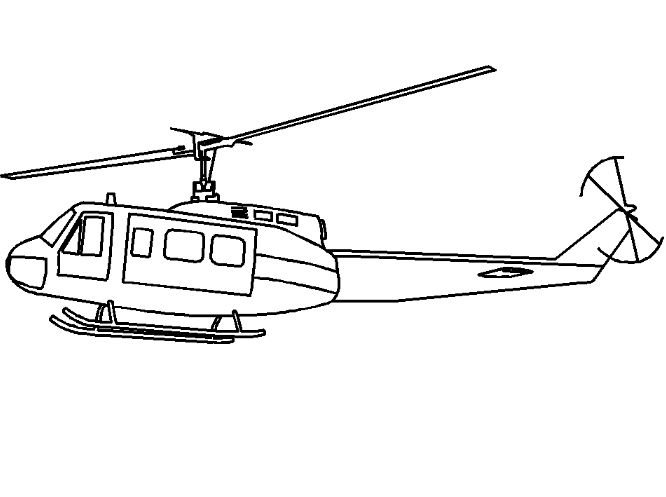 Mẫu tranh tô màu hình chiếc trực thăng dành cho bé tập tô