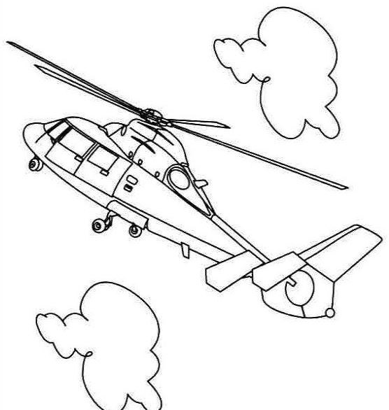 Mẫu tranh tô màu cho bé hình trực thăng đang cất cánh