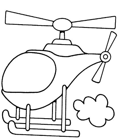 Mẫu tranh tô màu cho bé hình chiếc trực thăng đơn giản