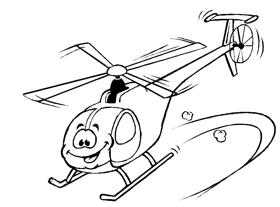 Mẫu tranh tô màu cho bé hình chiếc trực thăng ngộ nghĩnh