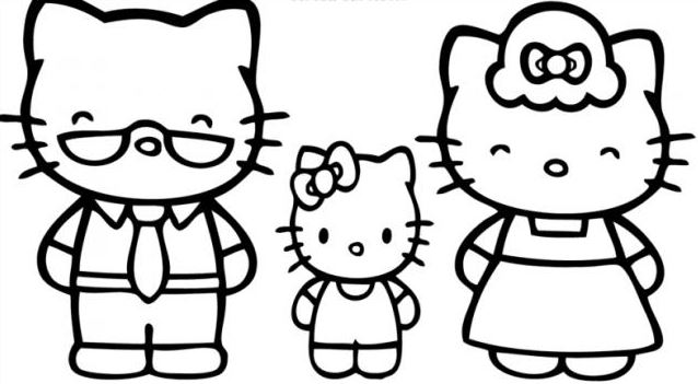 Mẫu tranh tô màu hình gia đình nhà mèo dành cho bé