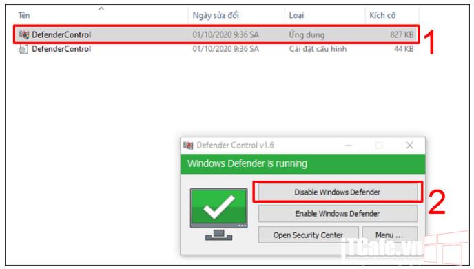 Phần mềm tắt/bật Windows Defender vĩnh viễn - Defender Control 1.9 Full 3